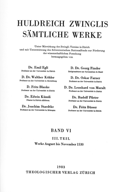 Cover Werke August bis November 1530
