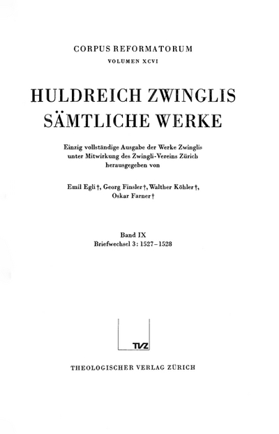 Cover Briefwechsel Band 3: 1527–1528