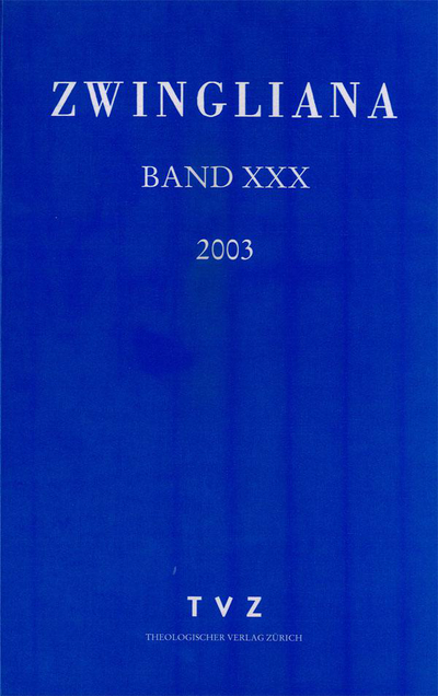 Cover Zwingliana Band 30: Jg. 2003