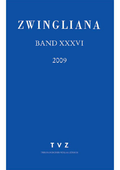 Cover Zwingliana Band 36: Jg. 2009