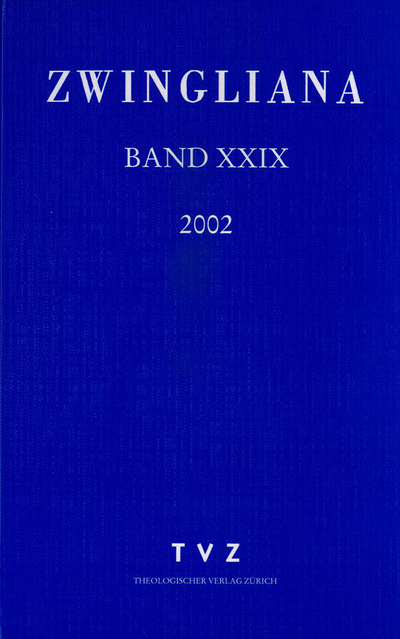 Cover zu Zwingliana Band 29: Jg. 2002