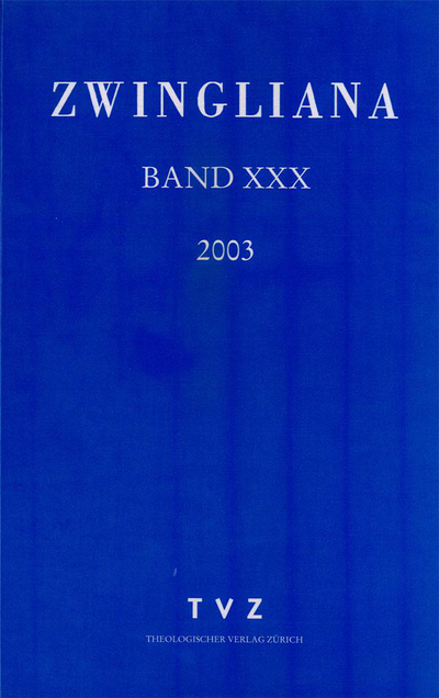 Cover zu Zwingliana Band 30: Jg. 2003