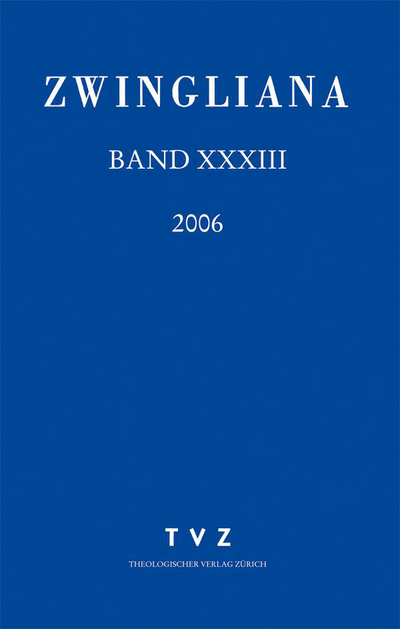 Cover zu Zwingliana Band 33: Jg. 2006