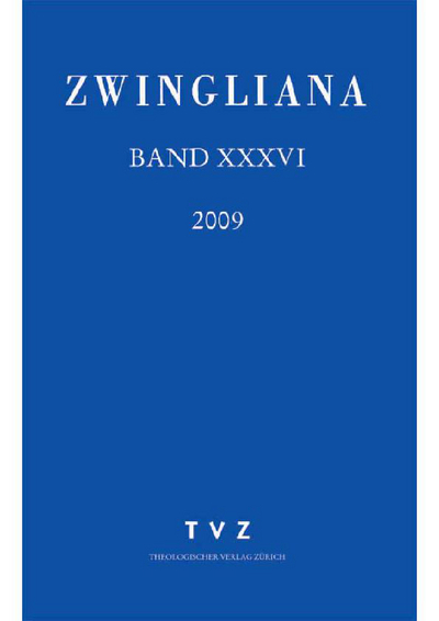 Cover zu Zwingliana Band 36: Jg. 2009