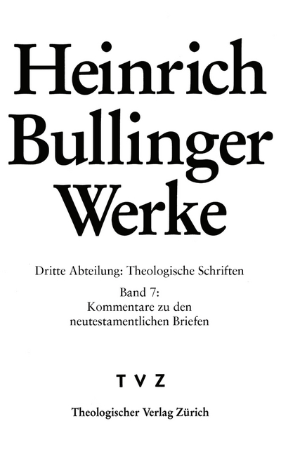 Cover zu Bullinger, Heinrich: Werke